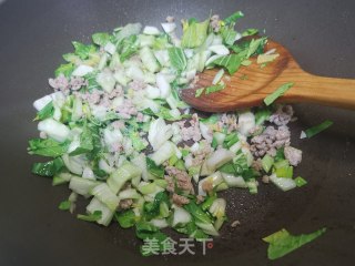 肉末油菜汤泡饭的做法步骤：7