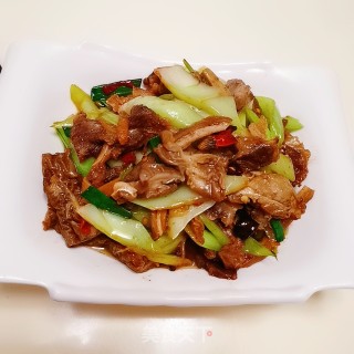 青菜梗炒熟驴杂的做法步骤：8