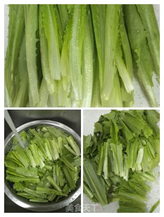 蚝油杏鲍菇油麦菜的做法步骤：2