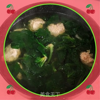 菠菜肉圆汤的做法步骤：7
