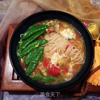 荷兰豆番茄汤面的做法步骤：11