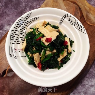 菠菜炝拌腐竹的做法步骤：8