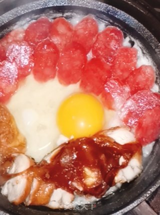 鸡腿腊肠煲仔饭的做法步骤：10