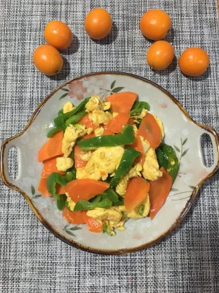 青椒胡萝卜炒鸡蛋的做法步骤：9