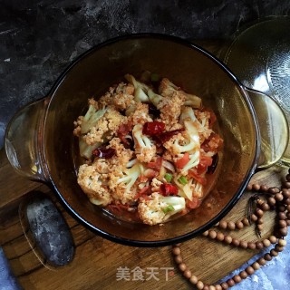 番茄炒有机菜花的做法步骤：10