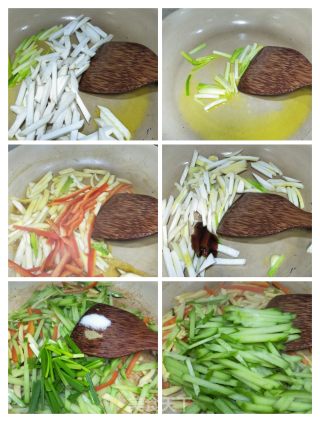 杏鲍菇炒佛手瓜的做法步骤：4