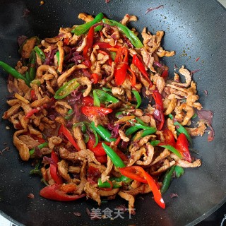 红椰菜炒肉丝的做法步骤：6