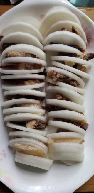 腊肉蒸白萝卜的做法步骤：5