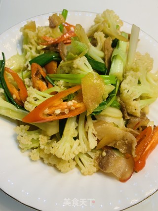 五花肉炒花菜的做法步骤：10