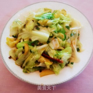 蚝油炝炒圆白菜的做法步骤：7