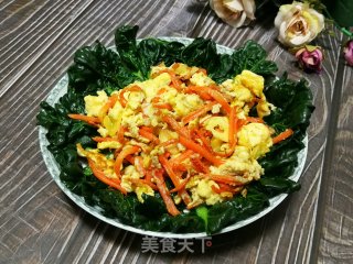 塌菜胡萝卜炒蛋的做法步骤：8