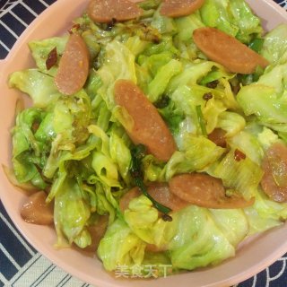 包菜炒火腿肠的做法步骤：7