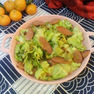 包菜炒火腿肠的做法步骤：8