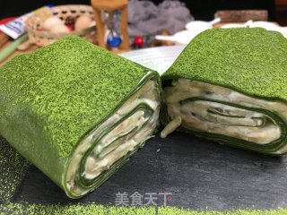 第九个抹茶味食谱，ins风网红抹茶毛巾卷（红豆、香蕉味）加抹茶香蕉班戟的做法步骤：15