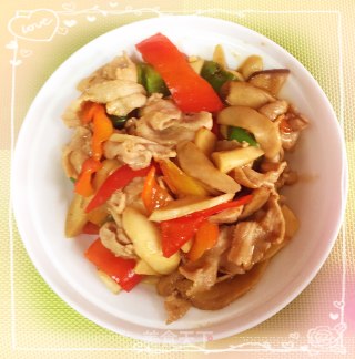 杏鲍菇青红椒五花肉片的做法步骤：11