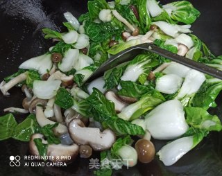 蟹味菇烧豆腐青菜的做法步骤：5
