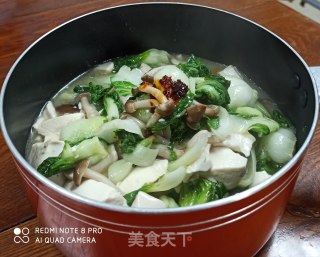 蟹味菇烧豆腐青菜的做法步骤：9
