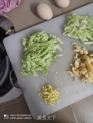 白菜条腐泡炒饭的做法步骤：2