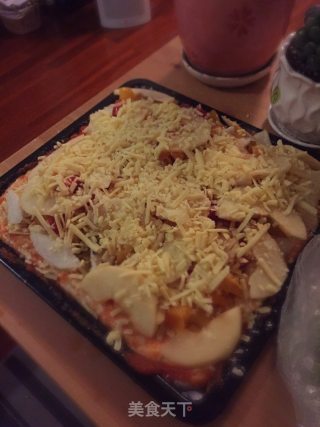 一面两饼????果蔬搭配????芝士厚卷边蔬菜火腿奶比萨????????芝士椰油底薄饼水果挞比萨????的做法步骤：13