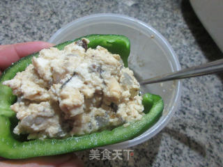 双鲜豆腐酿灯椒的做法步骤：8