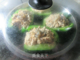 双鲜豆腐酿灯椒的做法步骤：10