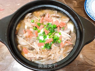 鸡丝菌菇豆腐煲的做法步骤：9