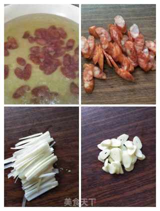荷兰豆炒腊肠的做法步骤：3
