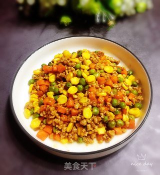 肉末炒蔬菜粒的做法步骤：8