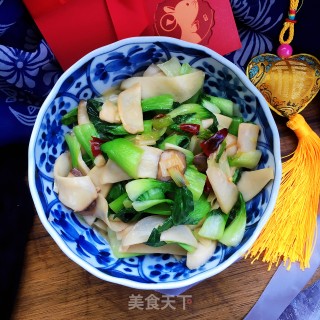 杏鲍菇炒青菜的做法步骤：10
