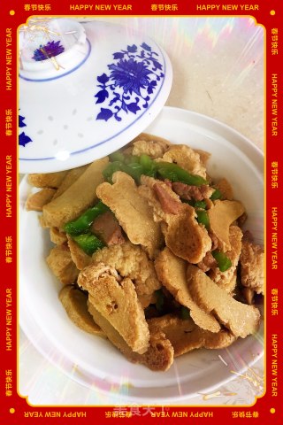 面筋青椒炒肉丝的做法步骤：6