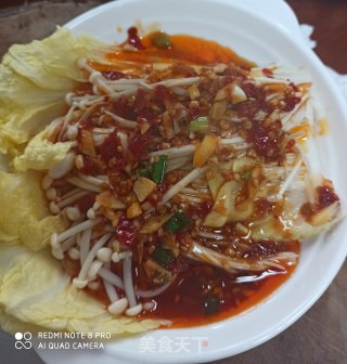 蒜蓉辣酱蒸金针菇娃娃菜的做法步骤：6