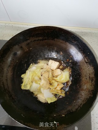 蚝油白菜冻豆腐的做法步骤：4