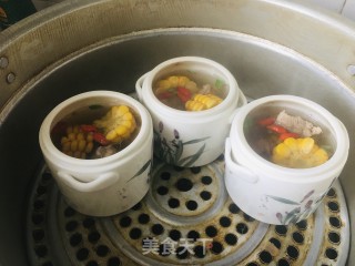玉米枸杞排骨蒸盅的做法步骤：9