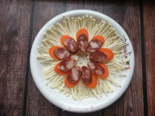 红红火火：金针菇蒸腊肠的做法步骤：7