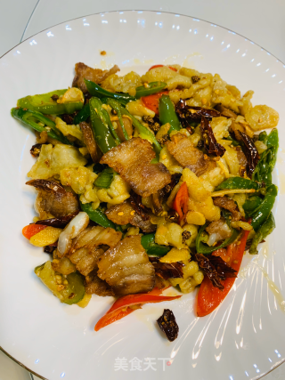 红薯粉青椒炒回锅肉的做法步骤：14