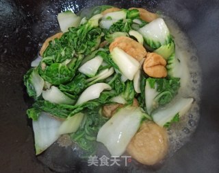 青菜烧油面筋的做法步骤：5
