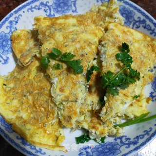 丁香鱼煎蛋的做法步骤：5