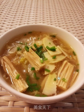 黑椒酸辣素菜汤的做法步骤：10