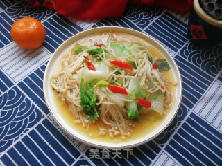 黄心菜炒金针菇的做法步骤：10