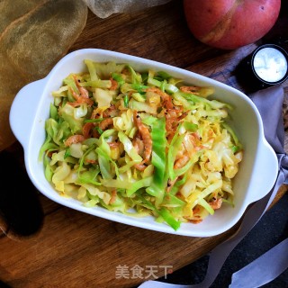 对虾干炒包菜的做法步骤：11