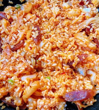 #腊味#腊肠辣白菜炒饭的做法步骤：8