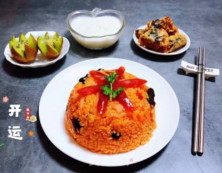 #腊味#腊肠辣白菜炒饭的做法步骤：13