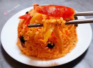 #腊味#腊肠辣白菜炒饭的做法步骤：14