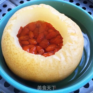 冰糖枸杞蒸雪梨的做法步骤：8