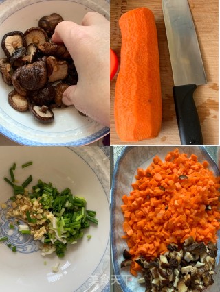 腊鸡腿香菇胡萝卜焖饭的做法步骤：2