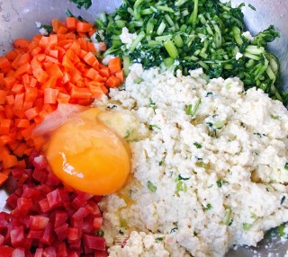 #腊味#腊肠豆腐时蔬丸的做法步骤：6