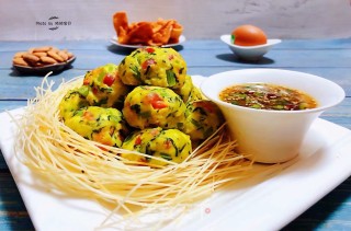 #腊味#腊肠豆腐时蔬丸的做法步骤：16