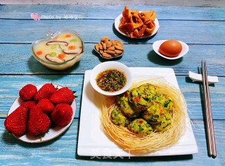 #腊味#腊肠豆腐时蔬丸的做法步骤：17