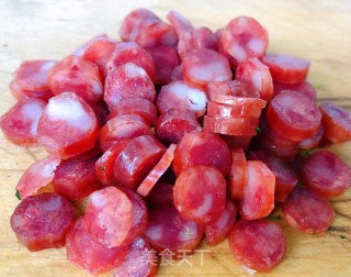 #腊味#腊肠芹叶蛋炒饭的做法步骤：3
