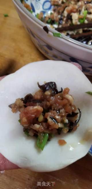 黑木耳肉末锅贴的做法步骤：3